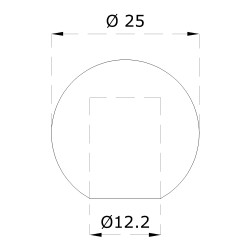 Guľa koncová ø 25 mm na trubku ø 12 mm, leštená AISI 304 Guľa koncová ø 25 mm na trubku ø 12 mm, leštená AISI 304